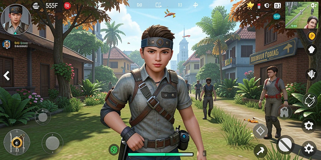 Tampilan gameplay 555F dengan banyak aktivitas simulasi yang seru.