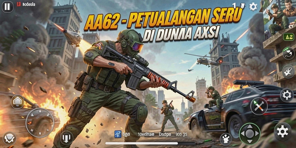 Screenshot gameplay seru AA62 menampilkan aksi pertarungan yang menegangkan.