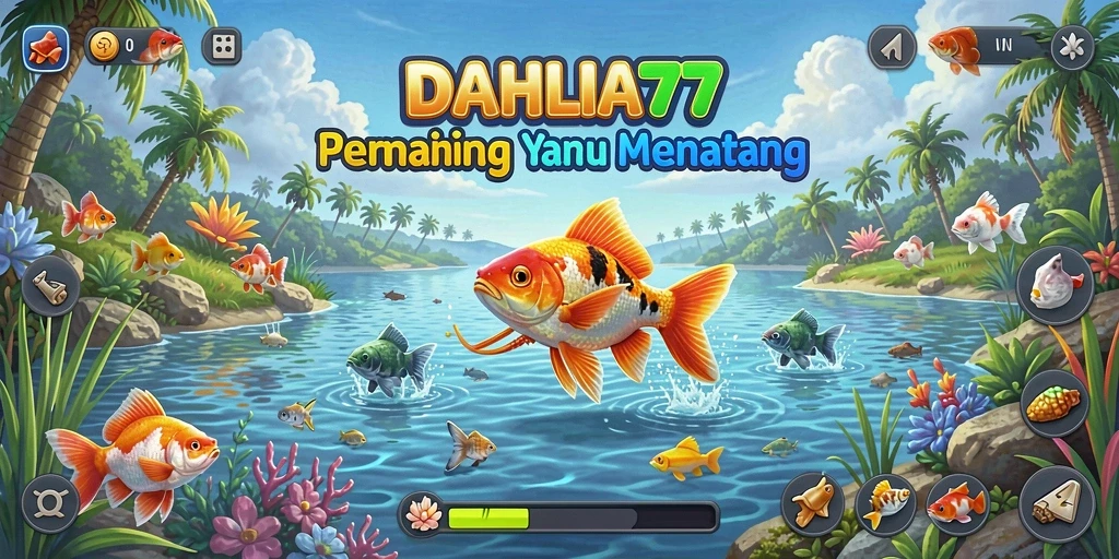 Gameplay DAHLIA77 menampilkan keseruan memancing dengan latar belakang alam yang indah.