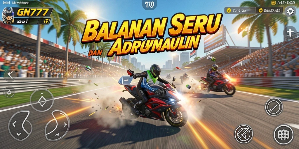 Screenshot gameplay GN777 menunjukkan aksi balap yang menegangkan.
