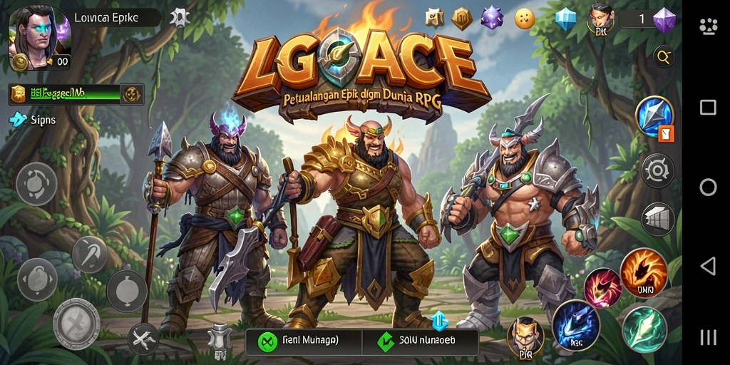 Screenshot LGOACE menampilkan aksi pertarungan seru dalam dunia RPG.