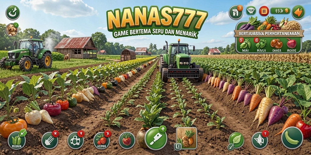 Tampilan gameplay pertanian yang menarik dan penuh warna di NANAS777.