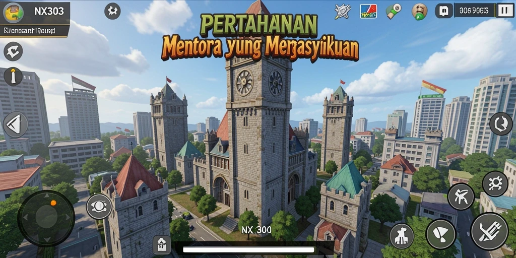 Screenshot utama NX303 menampilkan aksi mendebarkan dalam permainan Tower Defense.