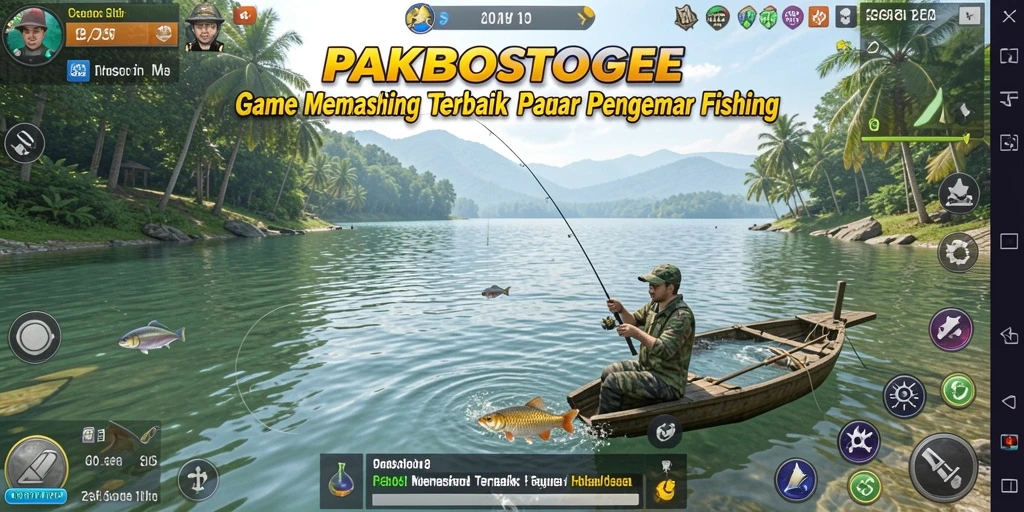 Gameplay PAKBOSTOGEL yang mendebarkan saat memancing ikan.