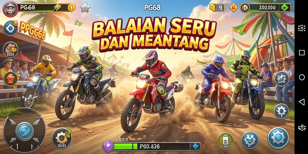 Screenshot PGG68 menampilkan aksi balapan yang mendebarkan dan grafis menawan.