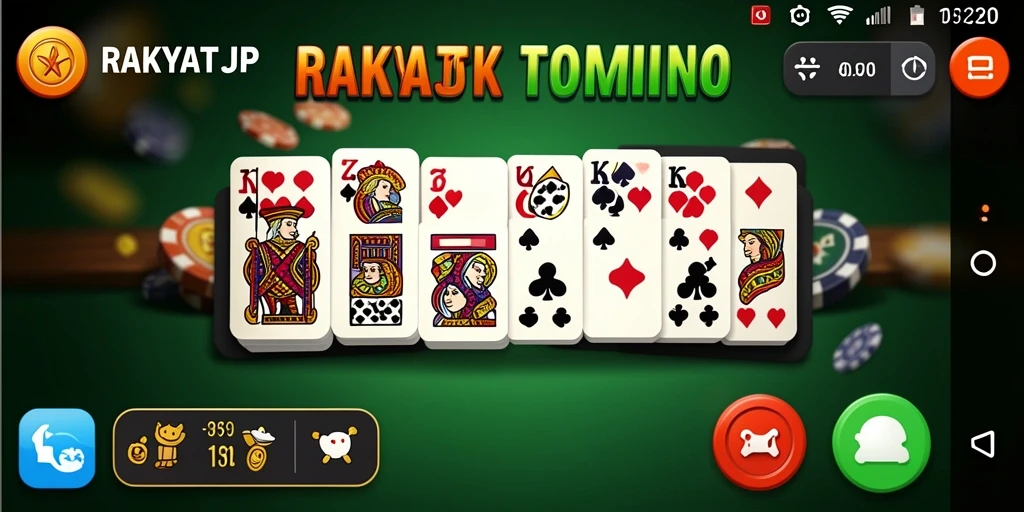Tampilan gameplay RAKYATJP yang menarik dengan desain domino yang memukau.