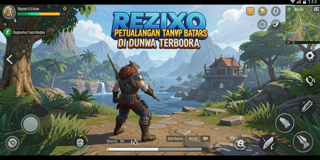 Tangkapan layar menunjukkan gameplay menarik dalam dunia terbuka REZIXO.