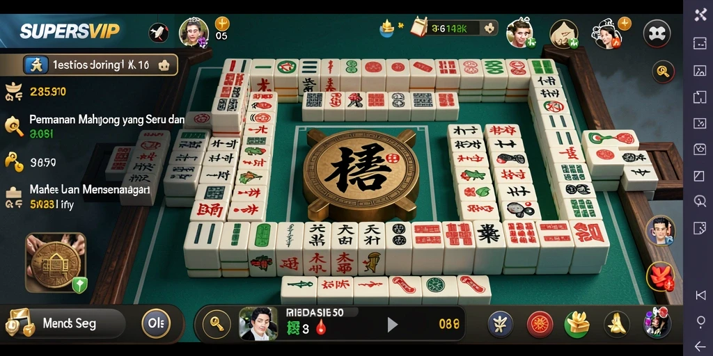 Tampilan gameplay menarik SUPERSVIP dengan ubin Mahjong yang indah.