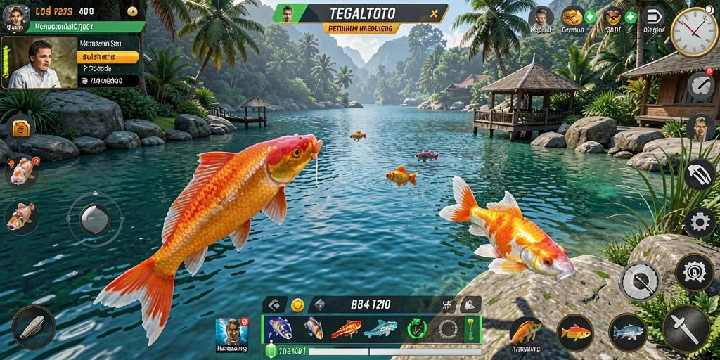 Screenshot gameplay TEGALTOTO menunjukkan suasana memancing yang menegangkan.